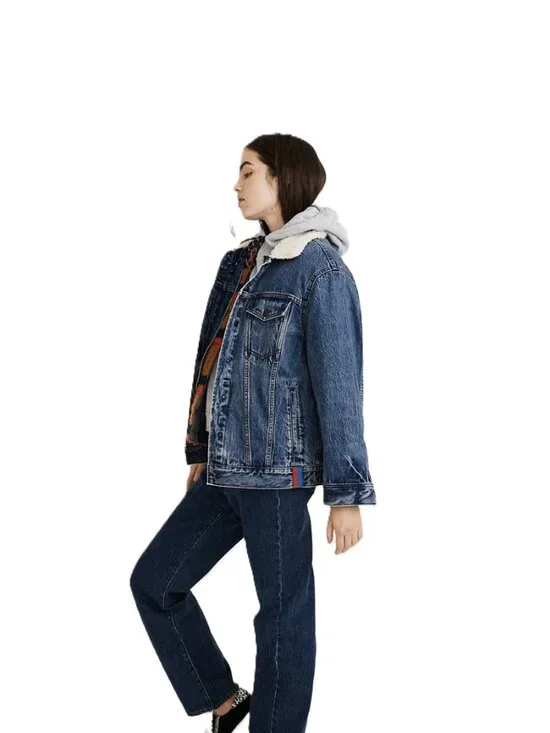 NWT Madewell x Kule Sherpa-Lined Oversized Jean Jacket Removable Vest Lining XS - Picture 4 of 10